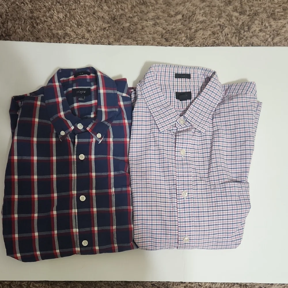 J. Crew Men's Plaid Button Down Shirts Slim Fit Size Large